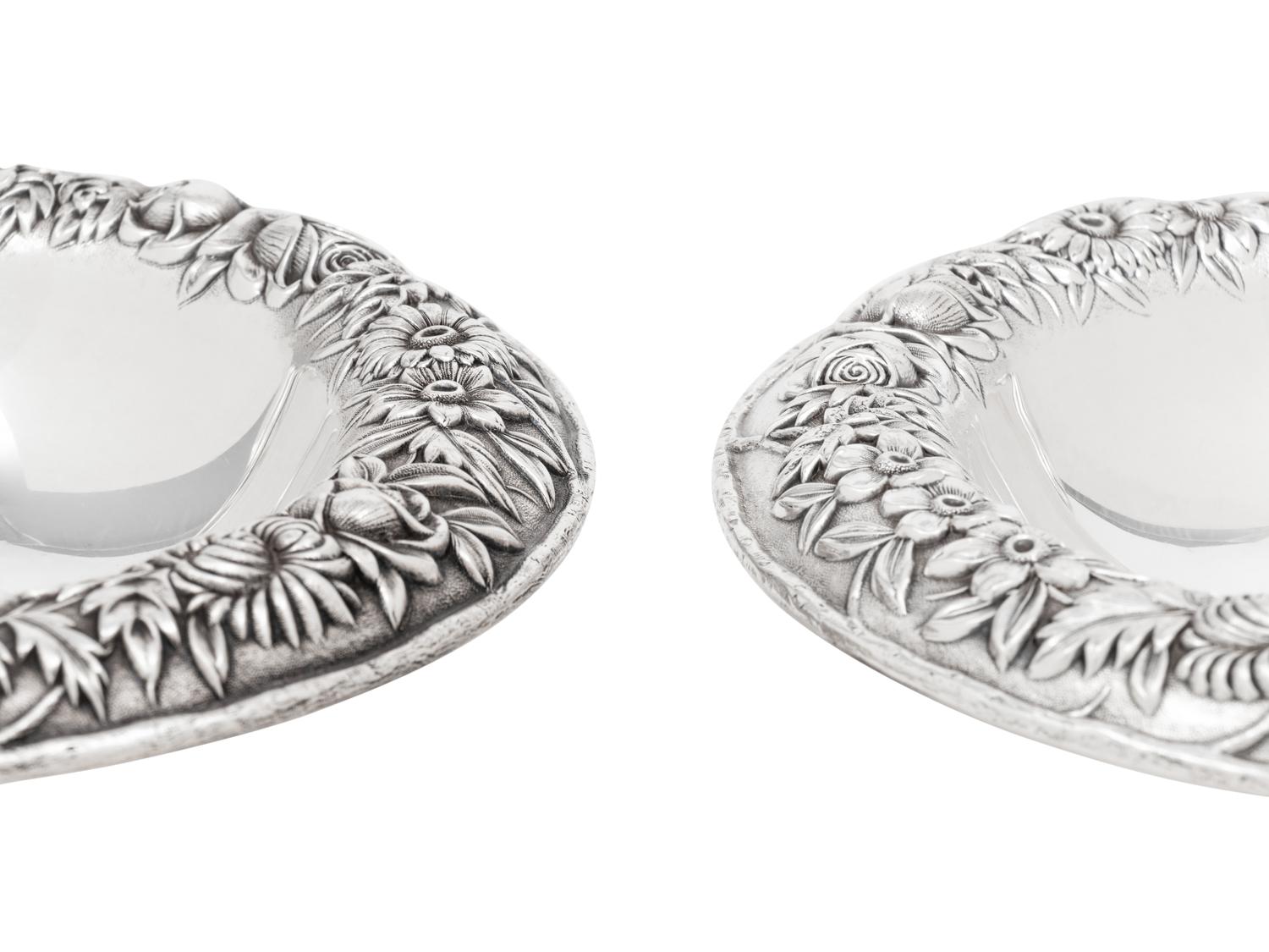 A Pair of S. Kirk and Son Silver Repoussé Compotes