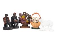 Five Figural Cast Iron Doorstops