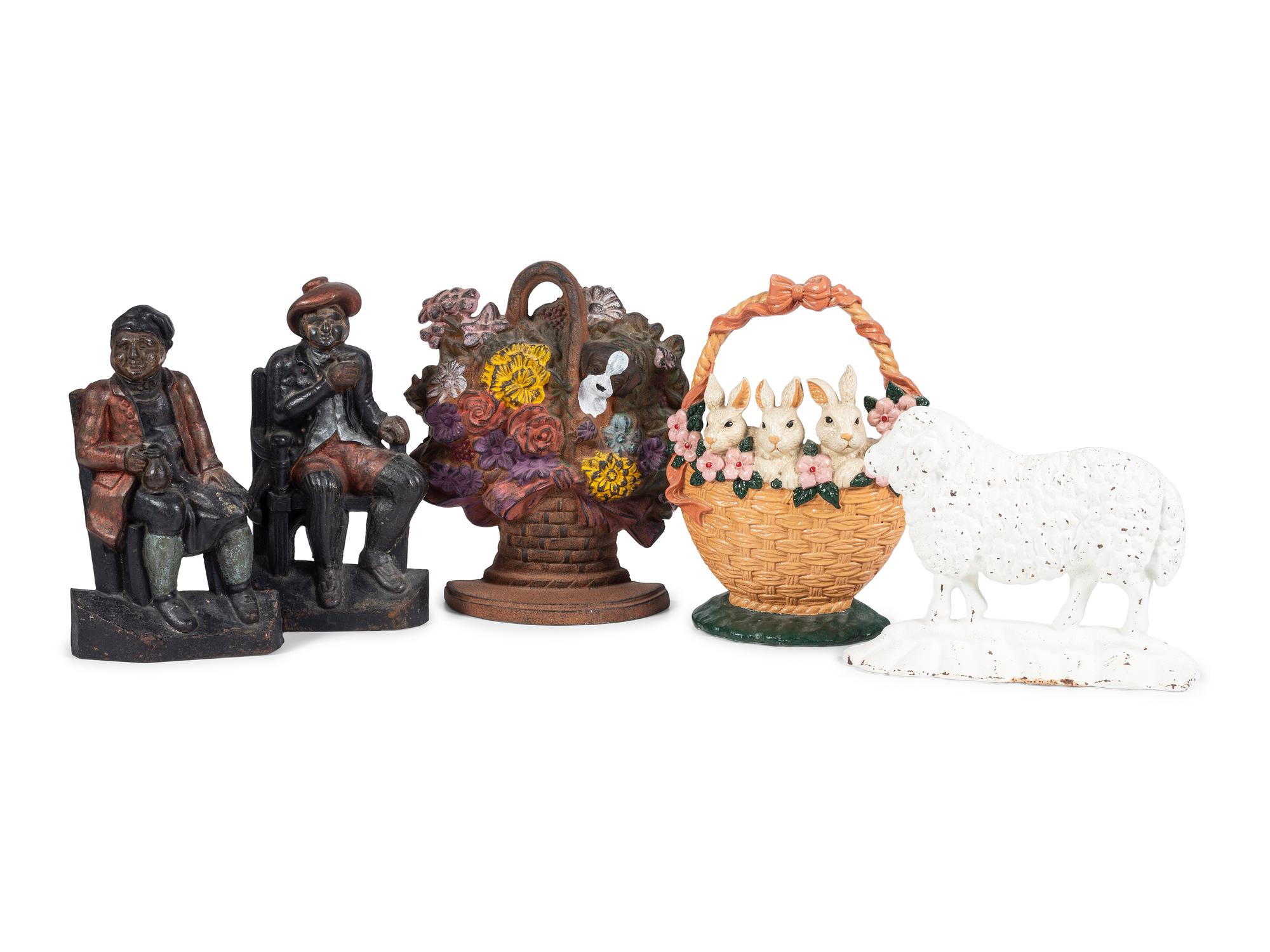 Five Figural Cast Iron Doorstops
