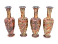 A Set of Four Royal Doulton Carved Stoneware Leaf Vases