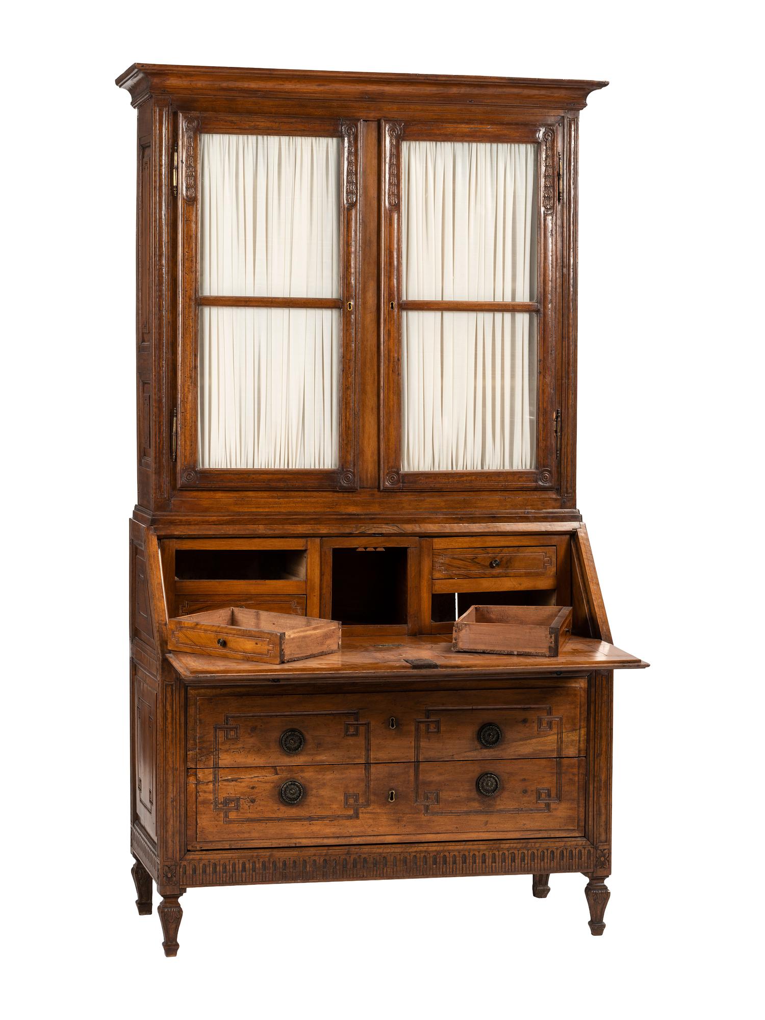A Louis XVI Provincial Walnut Bureau Bookcase