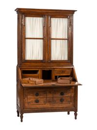 A Louis XVI Provincial Walnut Bureau Bookcase