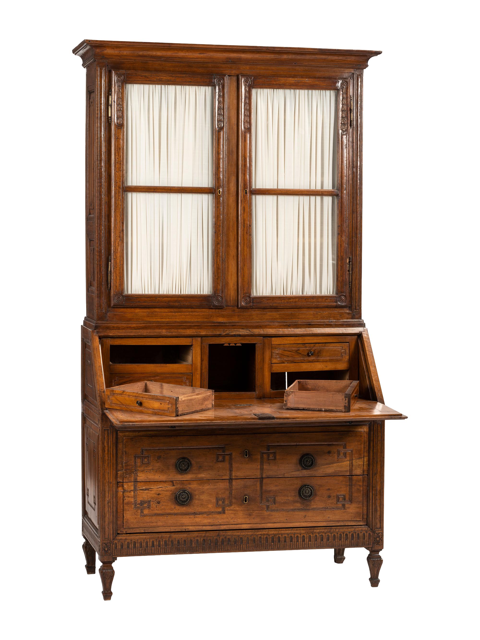 A Louis XVI Provincial Walnut Bureau Bookcase