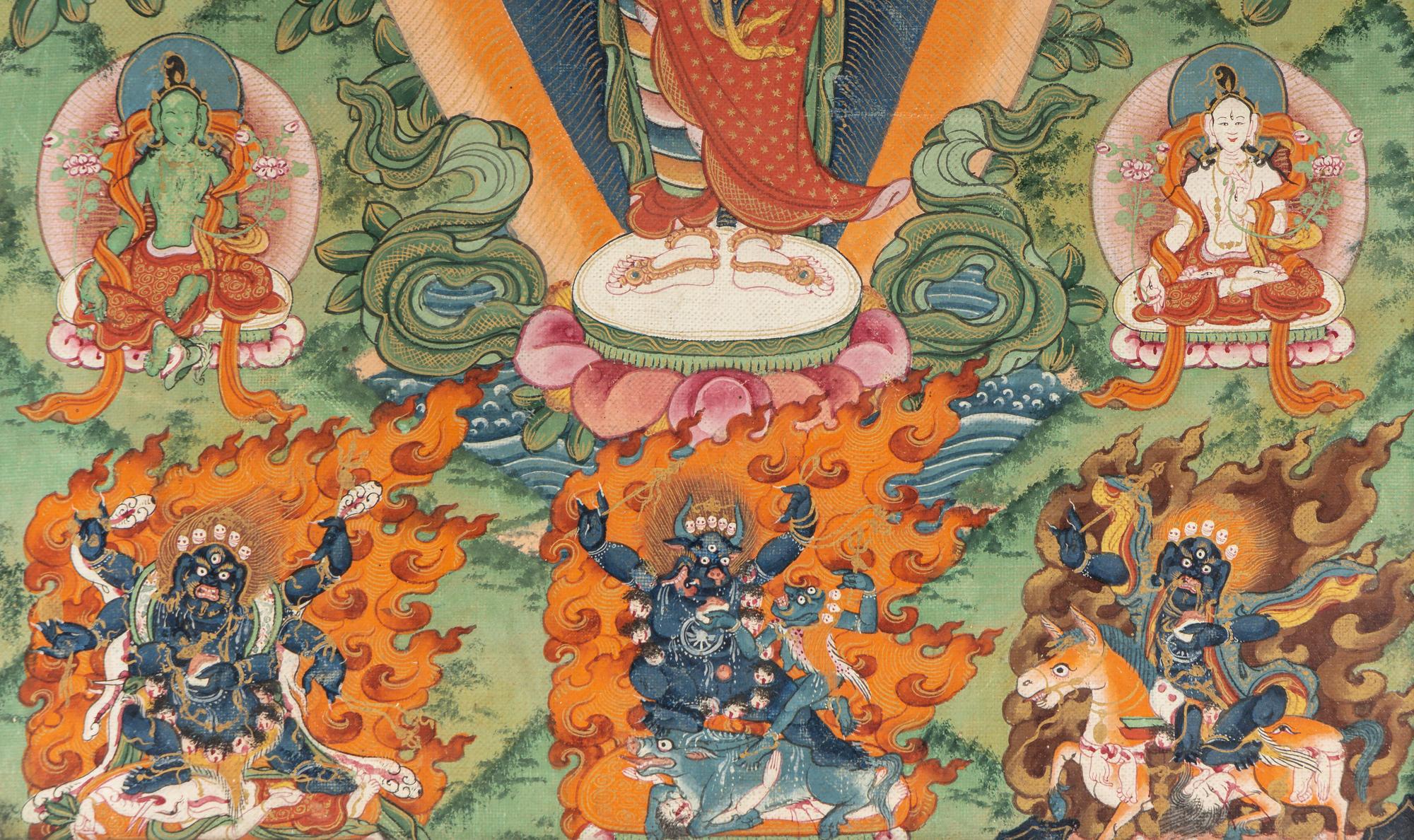 A Tibetan Thangka Depicting Avalokiteshvara
