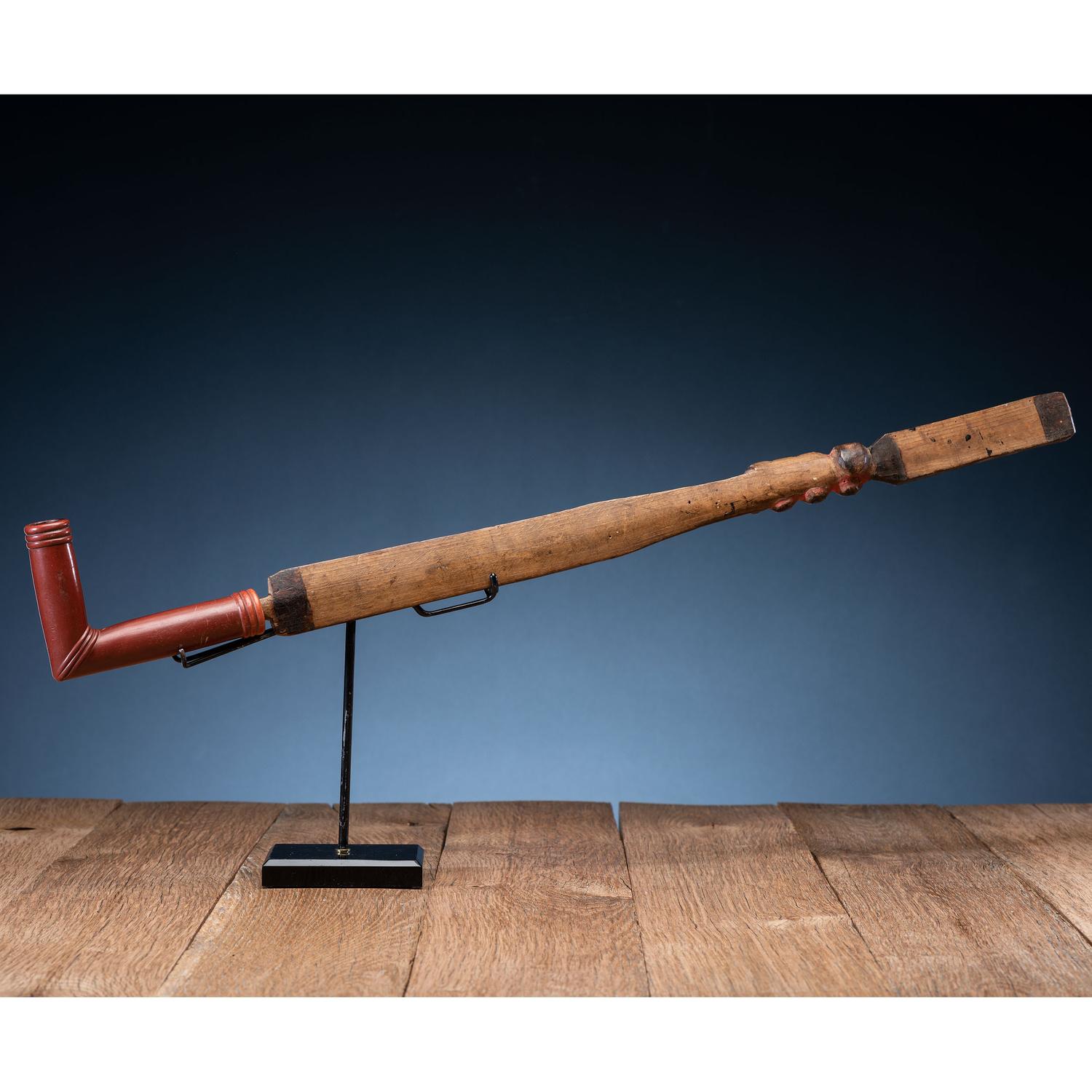 Western Great Lakes Figural Pipe Stem, with Catlinite Bowl