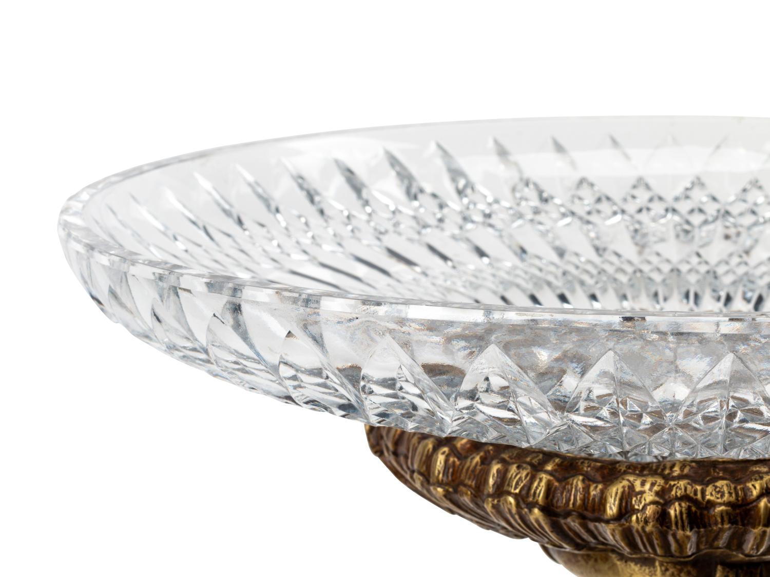 An Empire Style Gilt Bronze and Cut Glass Figural Centerpiece