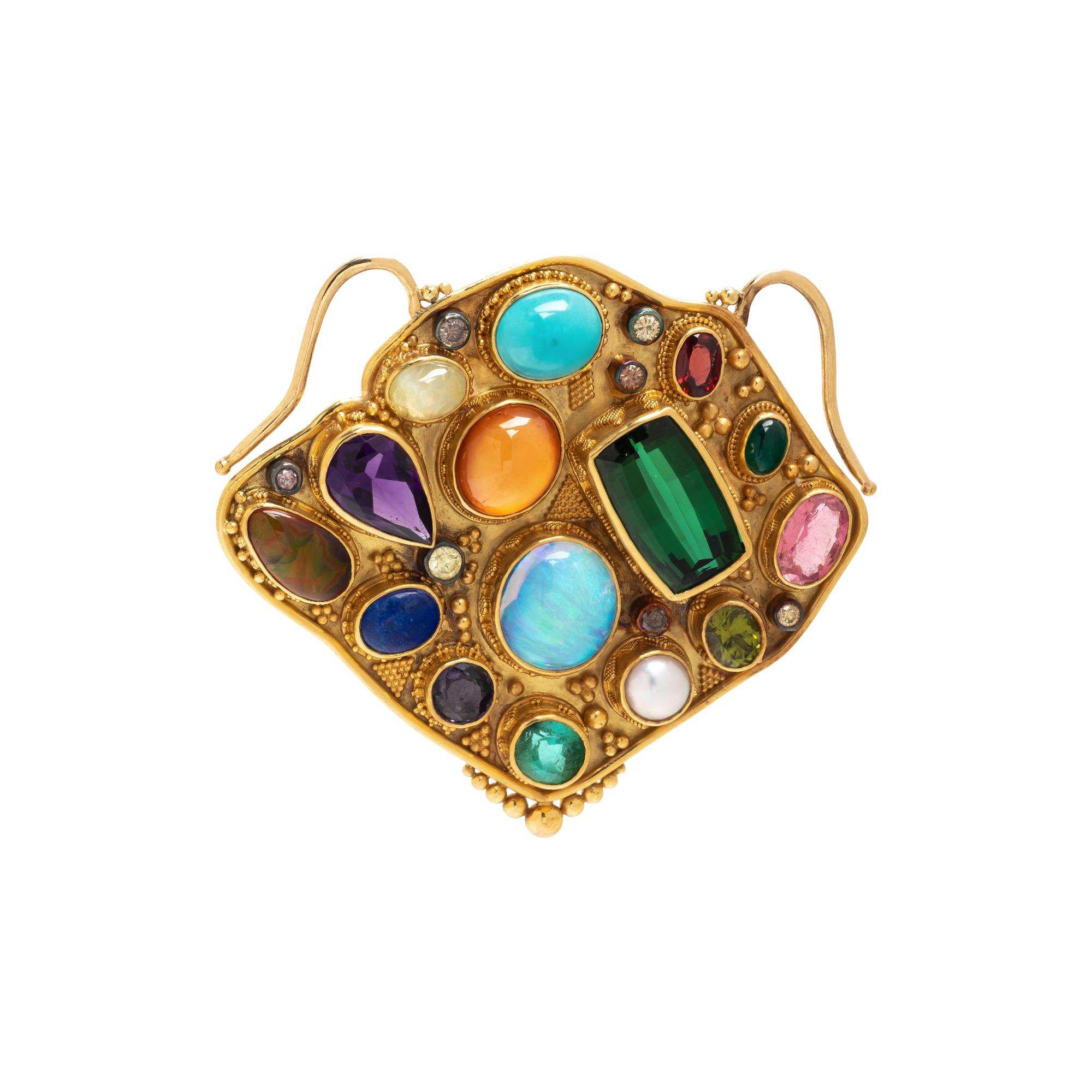 LUNA FELIX GOLDSMITH, HIGH KARAT GOLD AND MULTIGEM PENDANT