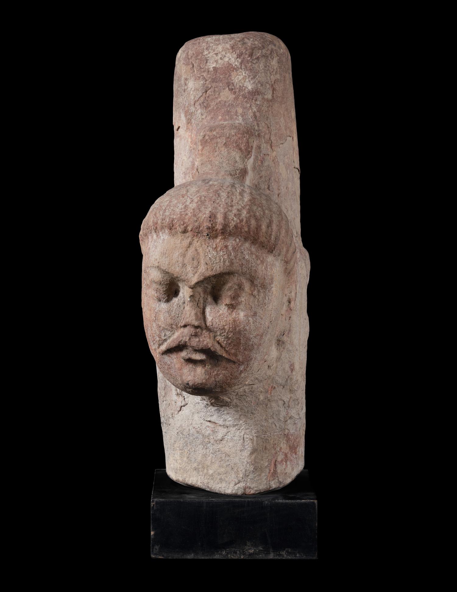 An Indian Carved Stone Head of Buddha