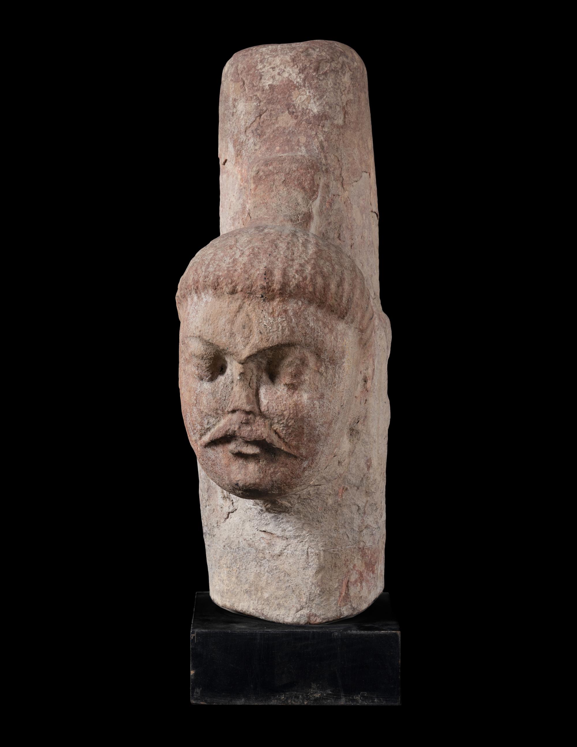 An Indian Carved Stone Head of Buddha