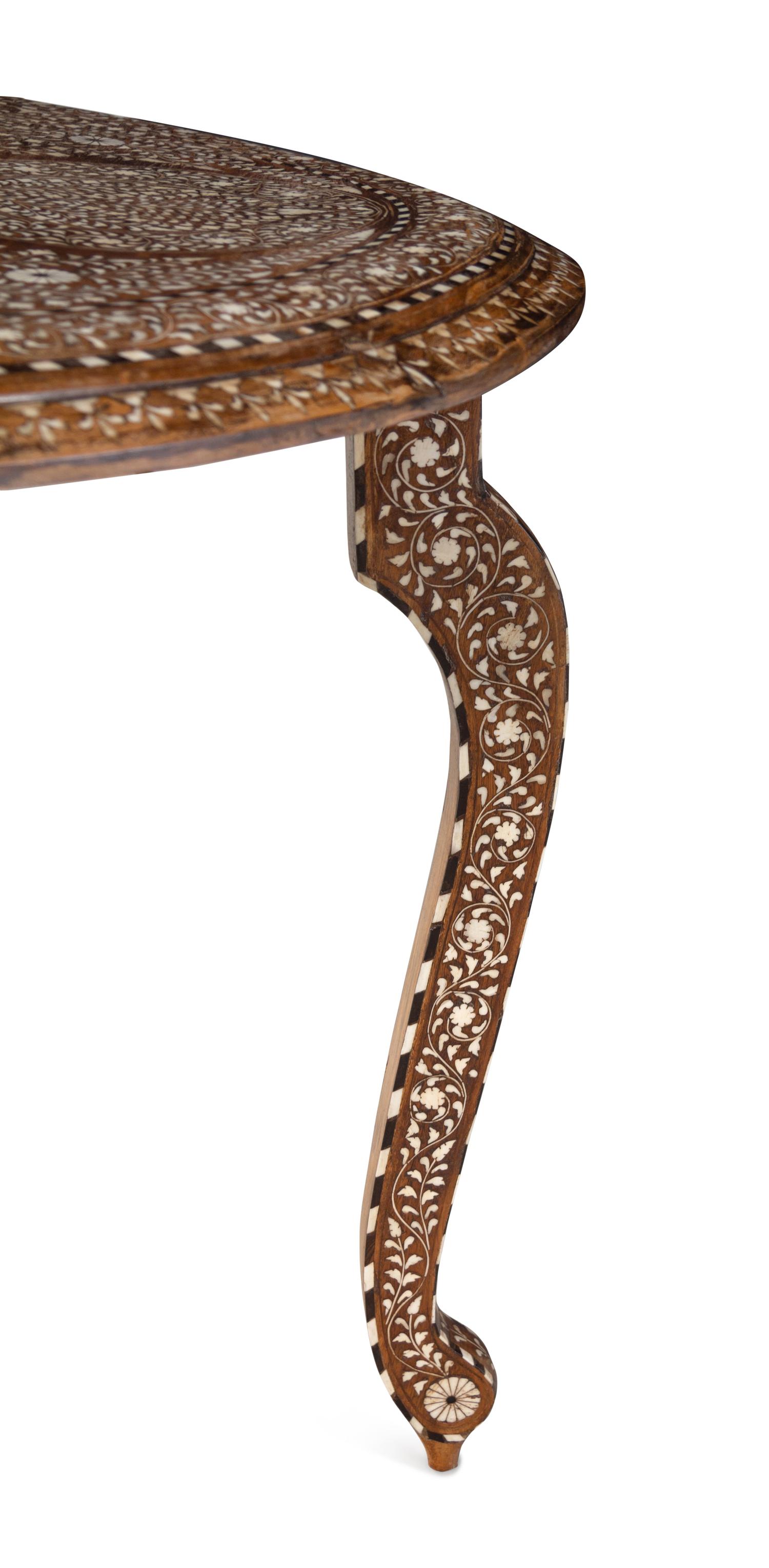 Two Anglo-Indian Bone Inlaid Reniform Side Tables