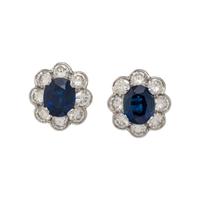 SAPPHIRE AND DIAMOND STUD EARRINGS