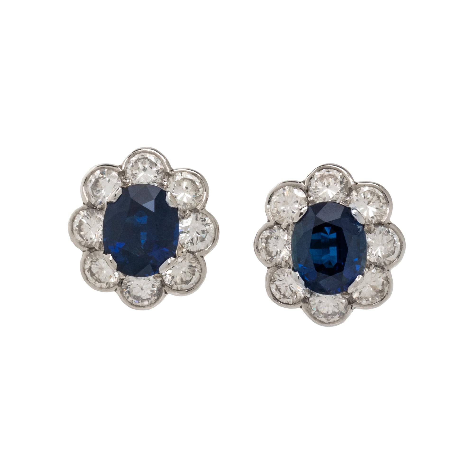 SAPPHIRE AND DIAMOND STUD EARRINGS