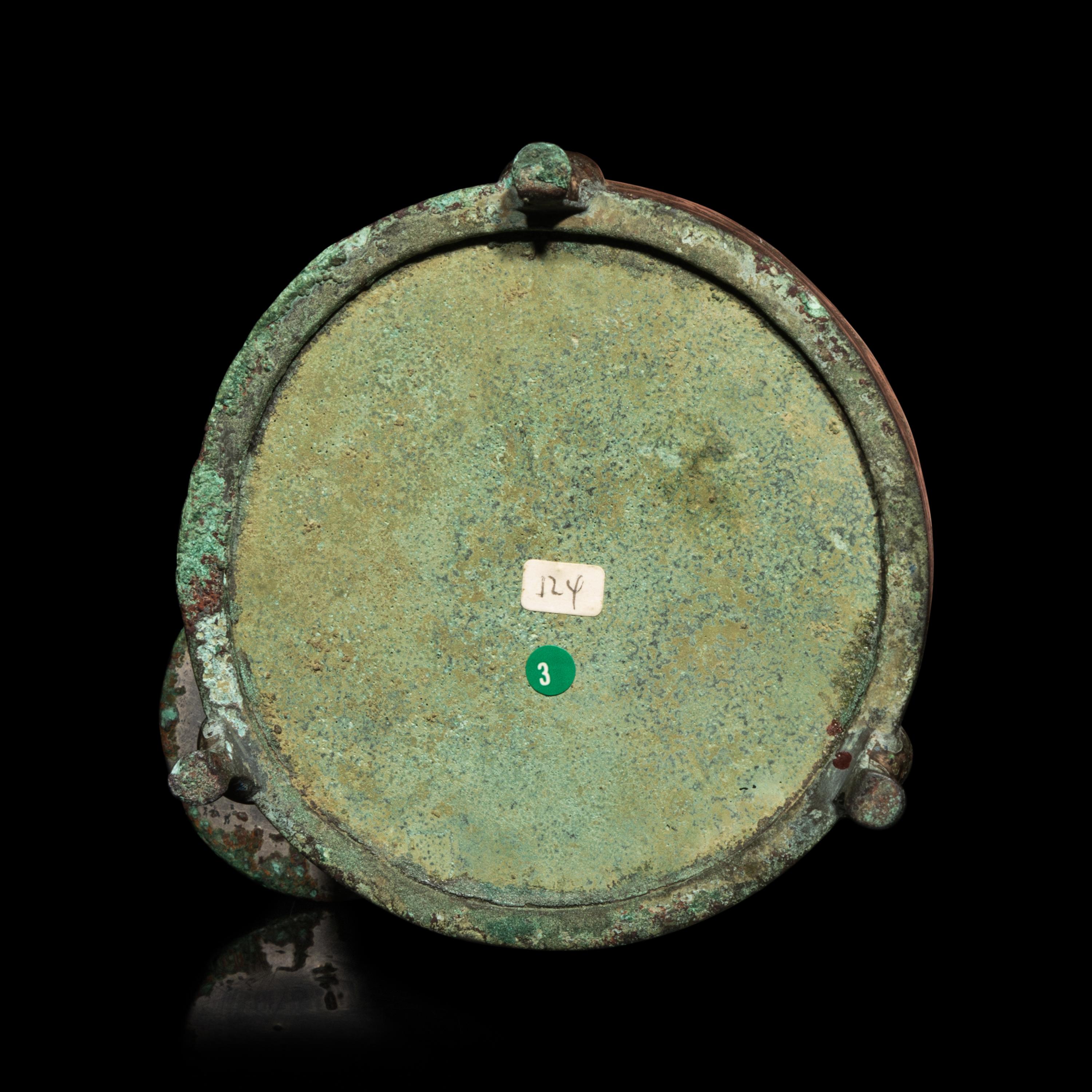 Two Chinese Bronze Articles, Han Dynasty, Han Dynasty 漢 青銅鏡及銅錯銀承盤