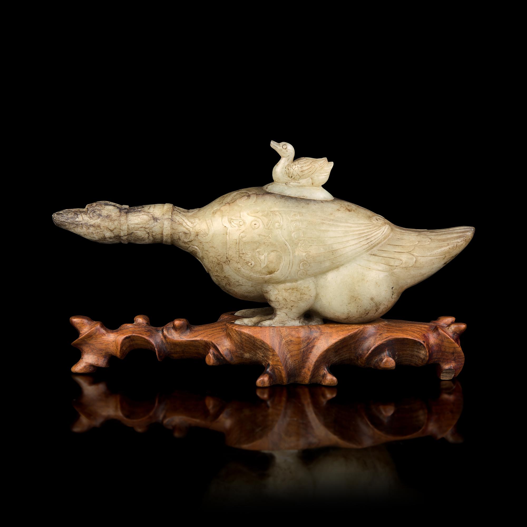 A Chinese Archaistic Jade "Goose" Vessel — 仿古玉鵝