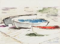 LeRoy Neiman, (American, 1921-2012), Untitled (Row Boats), 1955