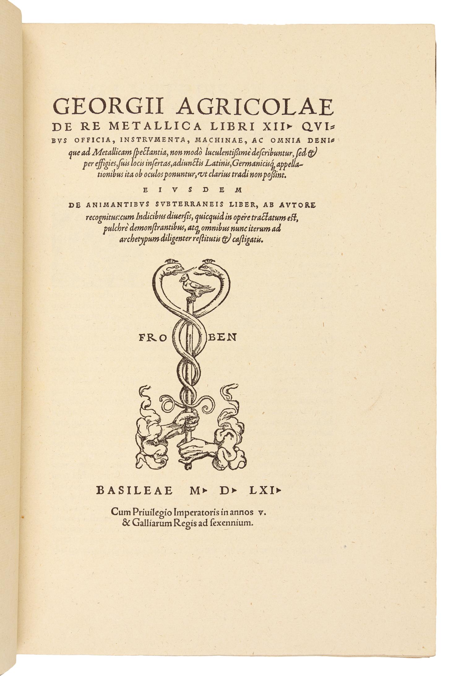 [BINDINGS]. AGRICOLA, Georgius (1494-1555). De re Metallica. Rome: Societa Finanziaria Siderurgica, 1959.
