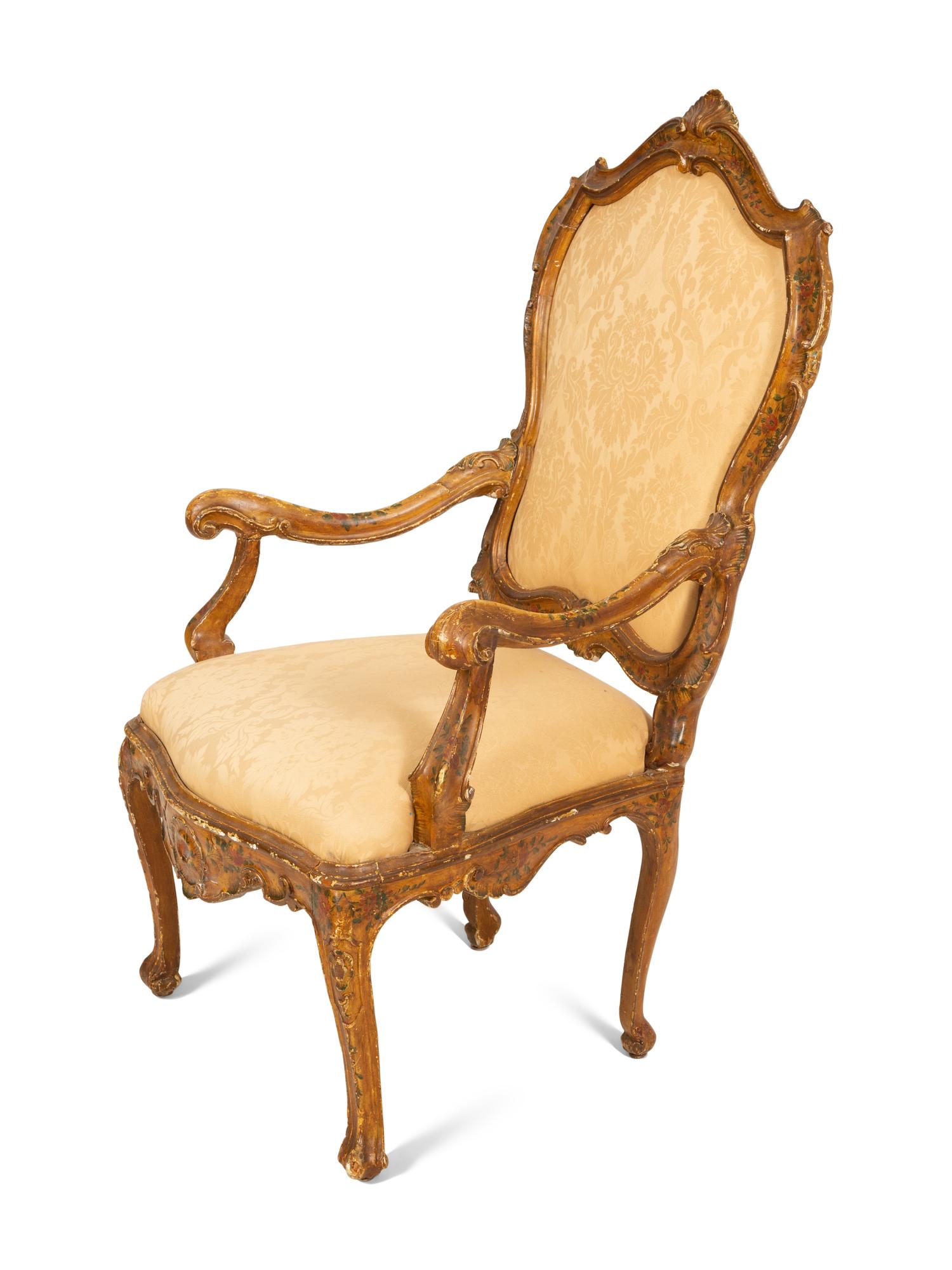 An Italian Rococo Painted Armchair