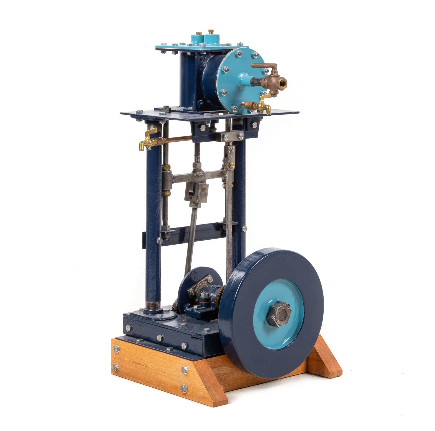 A Painted Metal Single-Stroke Steam Engine