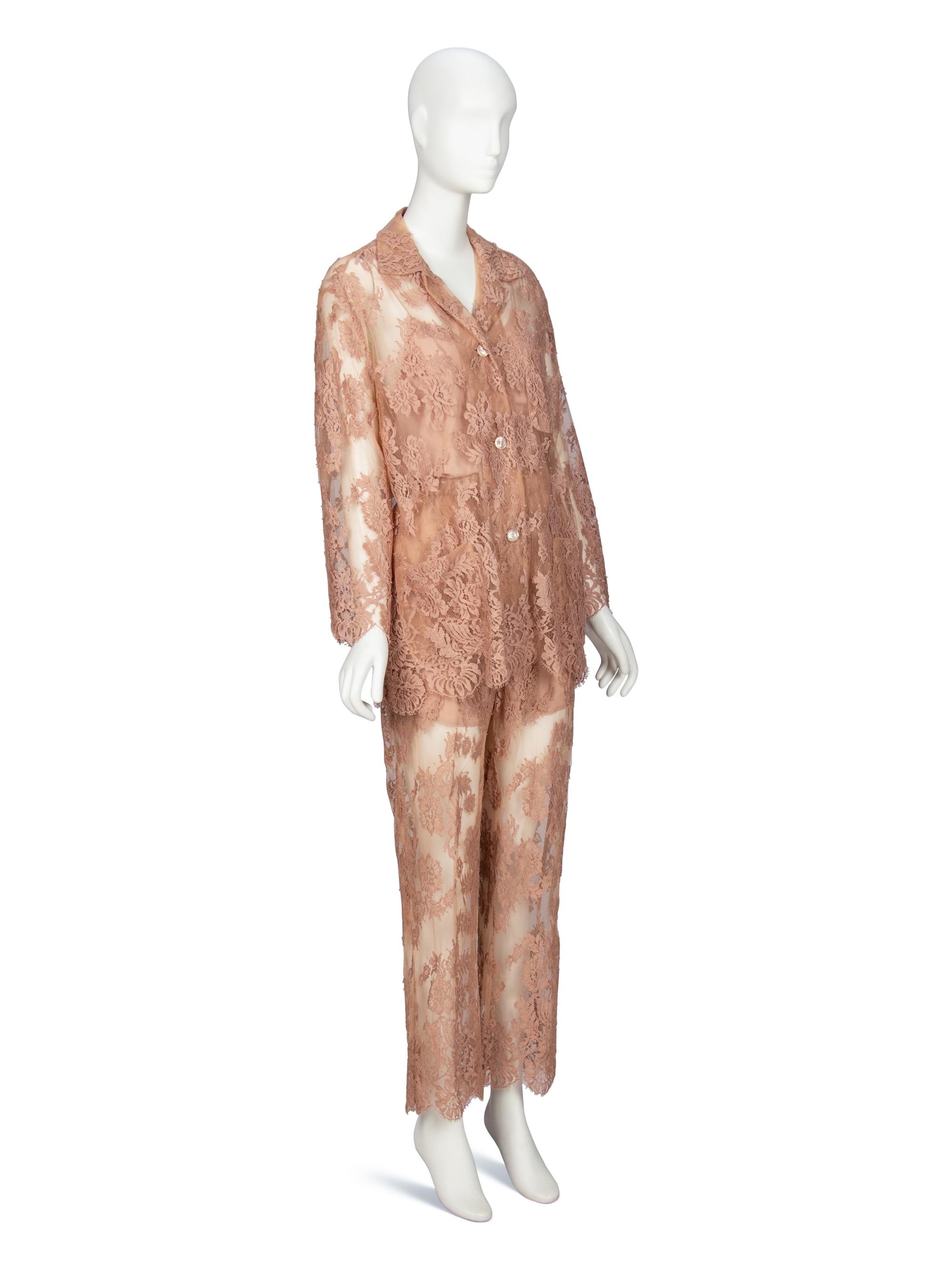 GUCCI, NUDE LACE PAJAMA ENSEMBLE