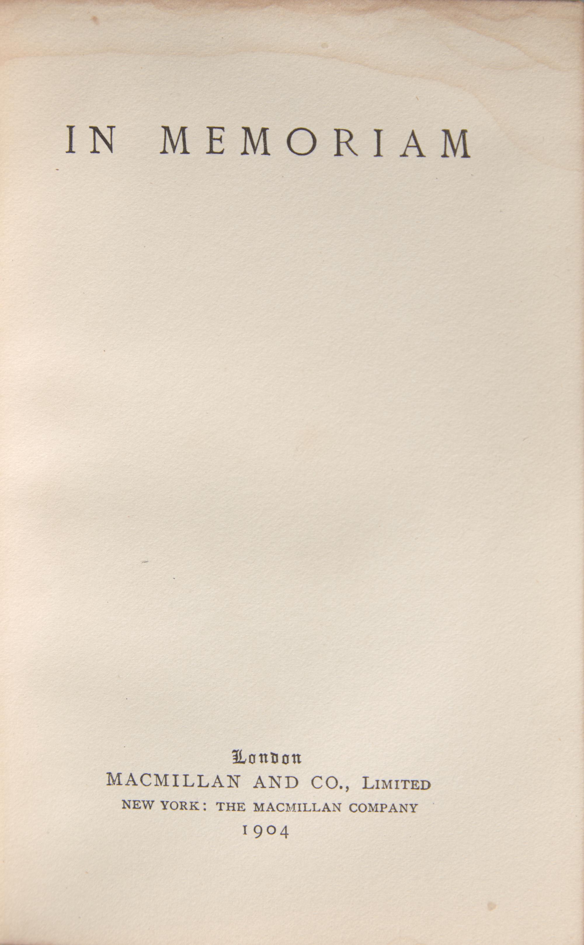 [Fine Bindings] [Ramage] (Tennyson, Alfred Lord). In Memoriam