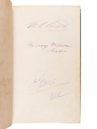[GRANT, Ulysses S. (1822-1885), and others—AUTOGRAPH ALBUM]. An autograph album, c.1870s, assembling more than 350 signatures and inscriptions by President Ulysses S. Grant, members of his Cabinet (c.1873-74), Supreme Court Justices, Congressman, Senators, and various other prominent American political leaders and statesmen.