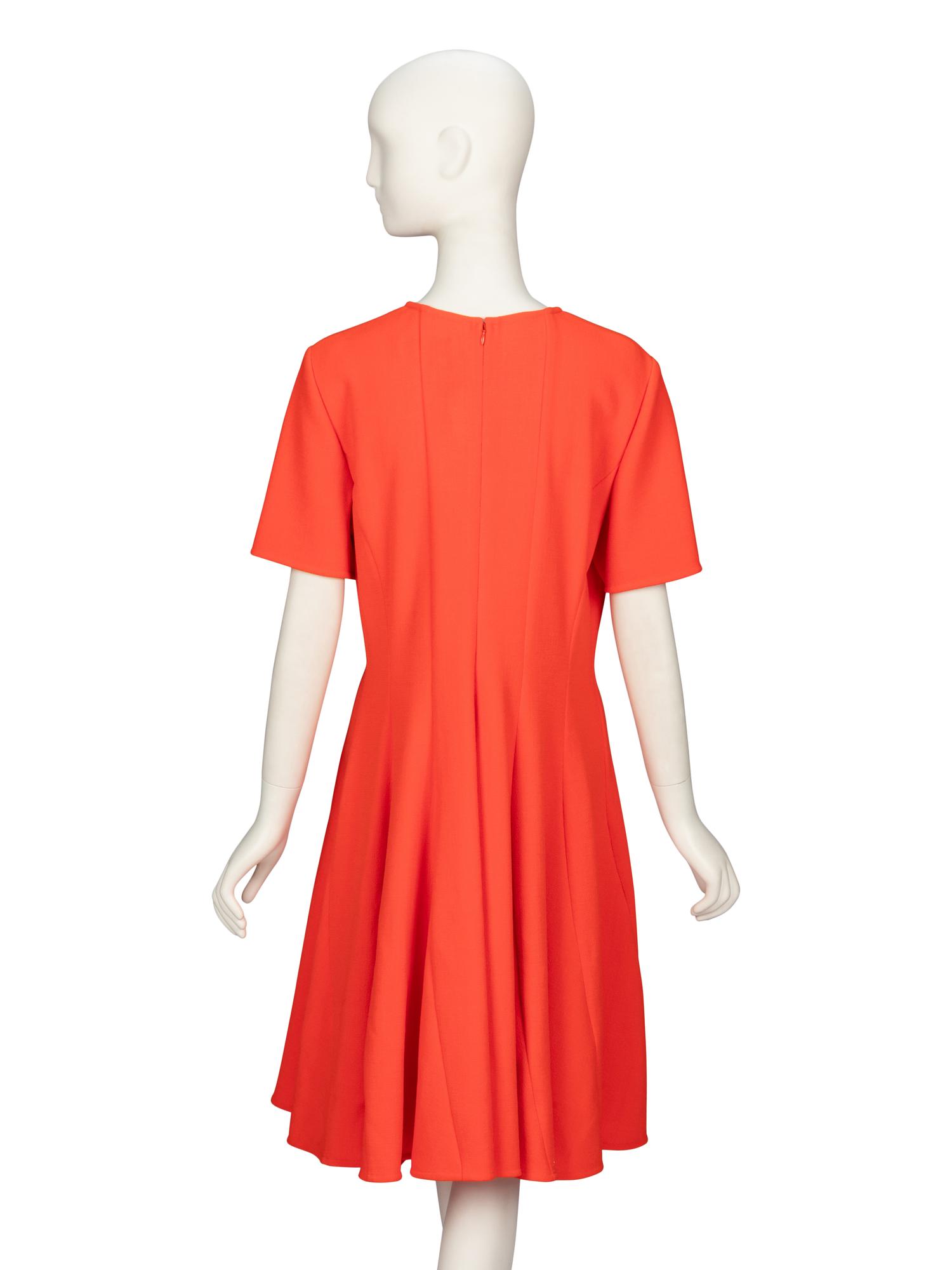 OSCAR DE LA RENTA, ORANGE SHORT SLEEVE DRESS NWT