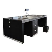 A Mid-Century Leather, Wood and Chrome Executive Desk 86.5" W x 39.5" D x 29" H — Italy, Mid-20th Century