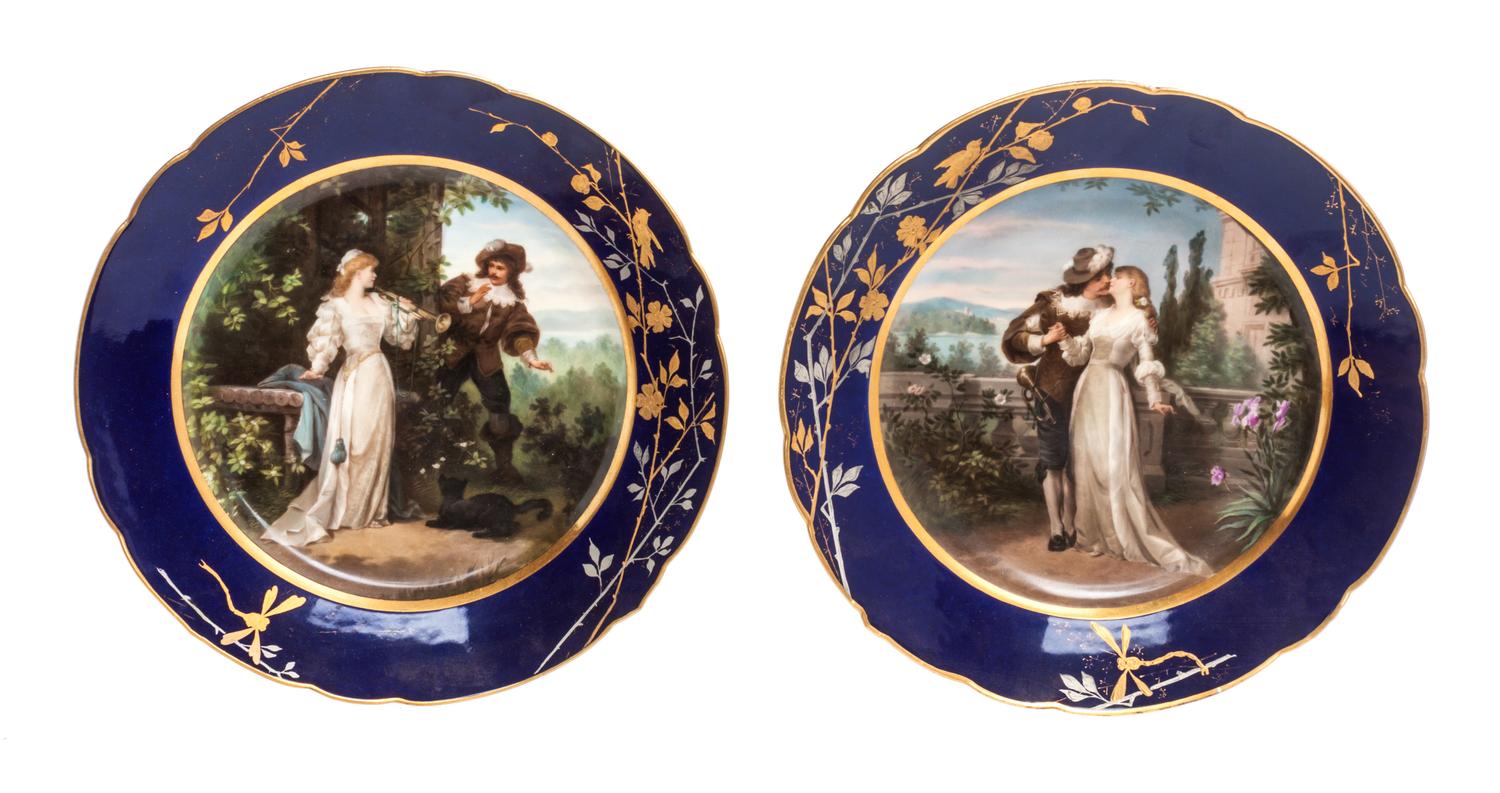 Three Continental Porcelain Cabinet Plates Diameter of first 9 1/4 inches.