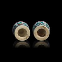 A Pair of Chinese Doucai Porcelain Scroll Caps 斗彩纏枝蓮紋軸頭