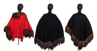 Three Adrienne Landau Fur-Trimmed Capes