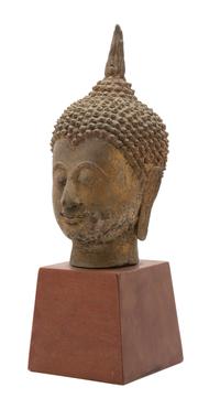 A Thai Parcel Gilt Bronze Head of Buddha — 19TH CENTURY