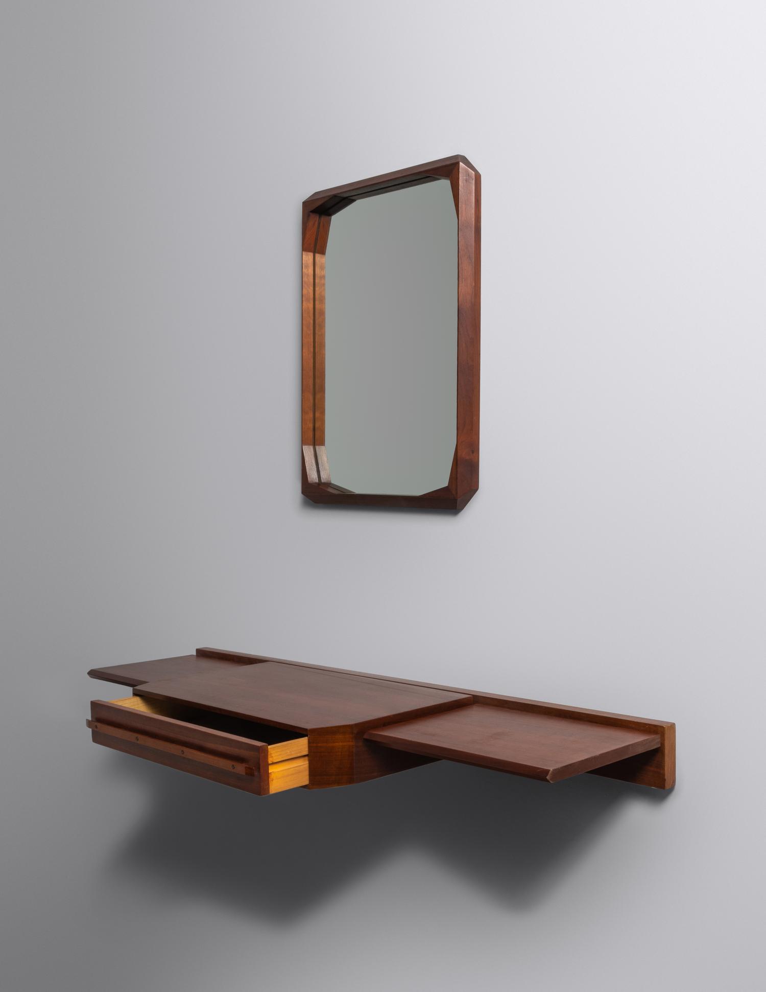 Wall-Mounted Console and Mirror, c. 1960 Tredici & C. Pavia, Italy