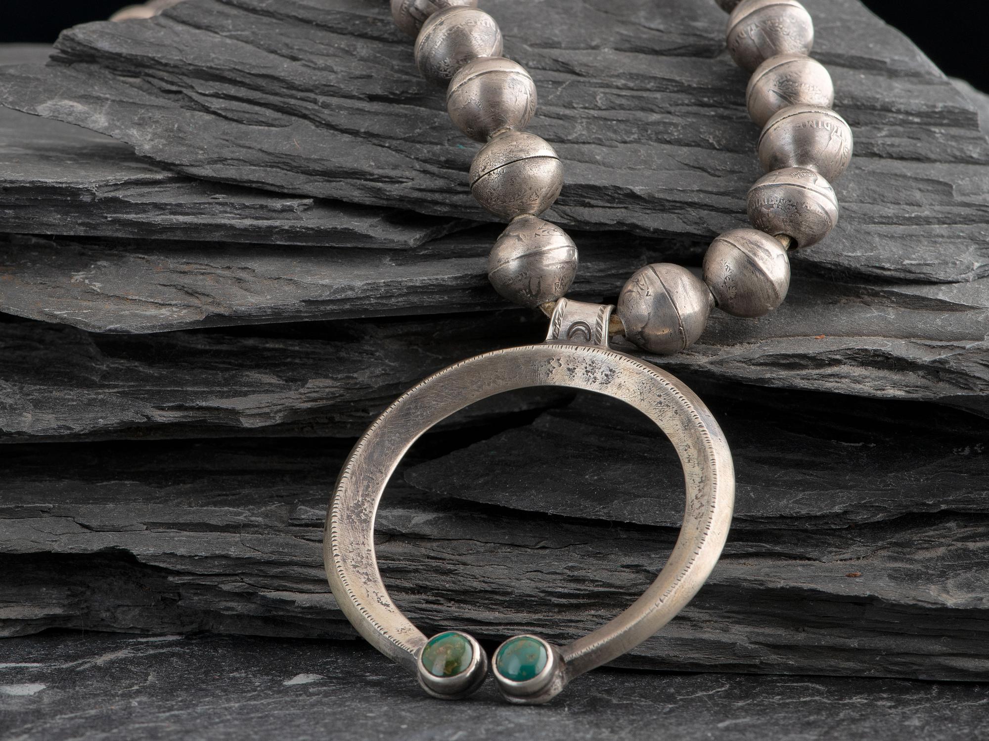 Ingot Silver and Turquoise Naja Necklace