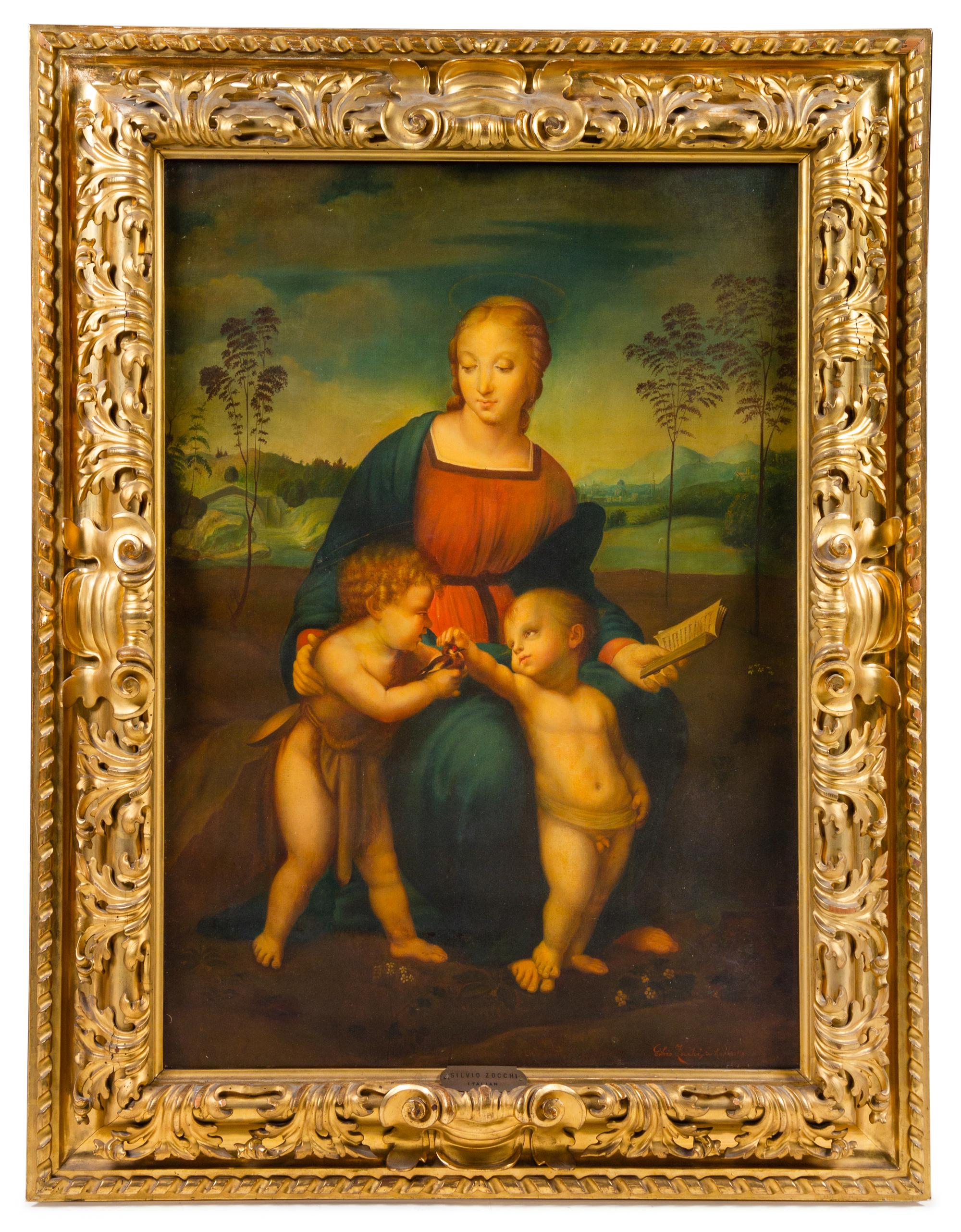 Silvio Zocchi, (Italian, 19th/20th Century), Madonna with Child and St. John the Baptist (after Raphael)