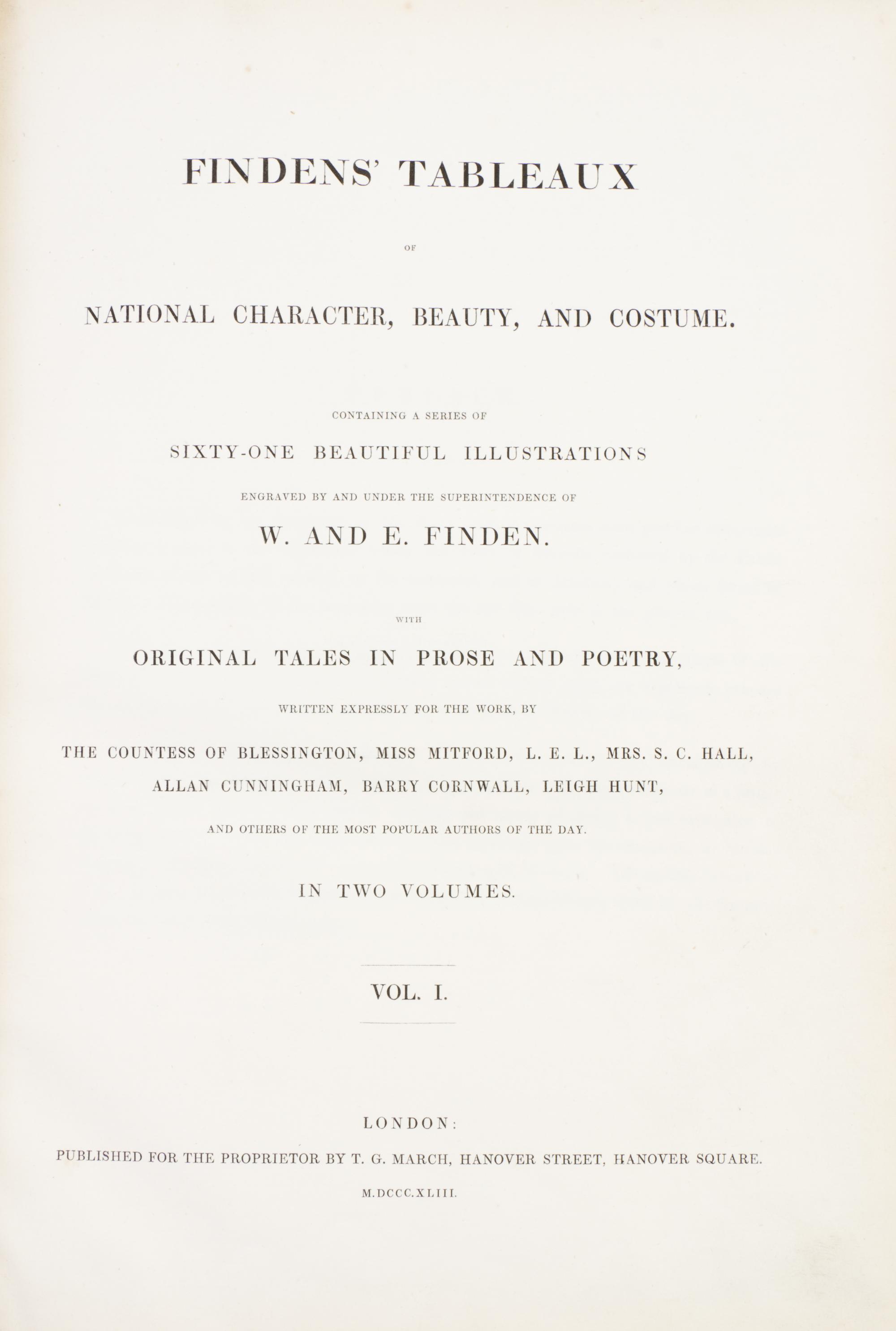(ENGRAVINGS) FINDEN, W. AND E. Findens' Tableaux of National Character, Beauty and Costume. London, 1873. 2 vols.
