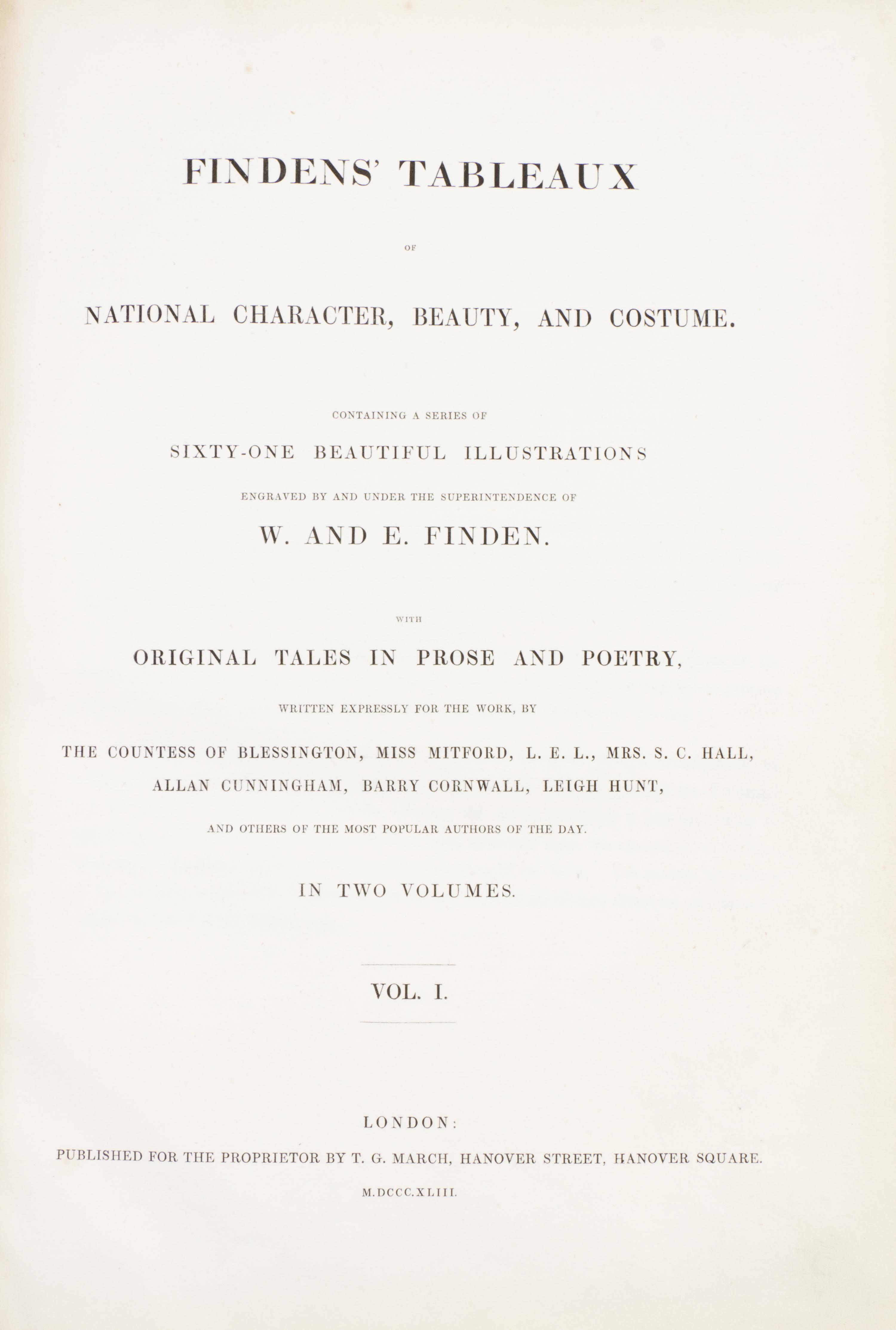 (ENGRAVINGS) FINDEN, W. AND E. Findens' Tableaux of National Character, Beauty and Costume. London, 1873. 2 vols.