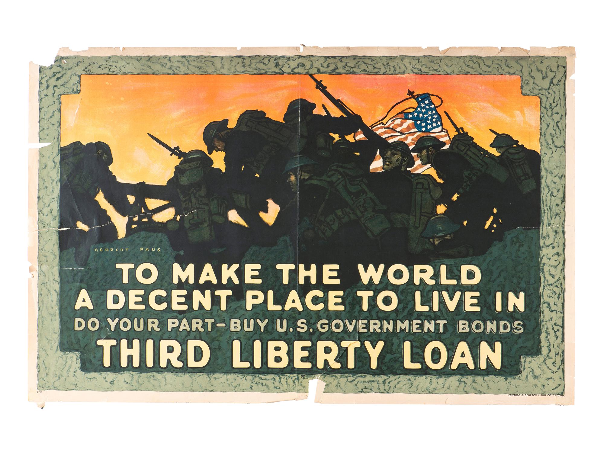 [WORLD WAR I]. A group of 3 posters promoting government bonds, comprising: