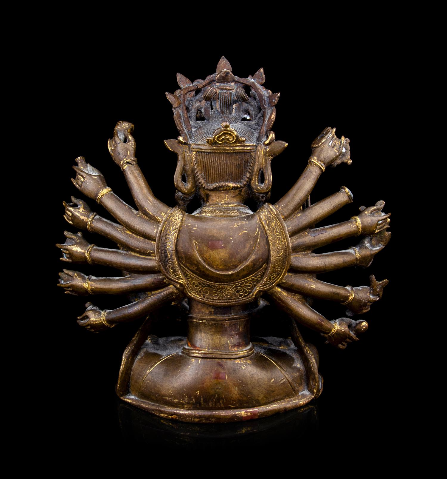 A Chinese Ming-Style Parcel Gilt Bronze Figure of Bodhisattva
