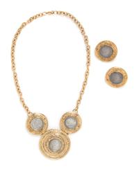 A Coin Necklace and Earclip Set,