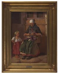 Grandmother Knitting for Granddaughter , 1847