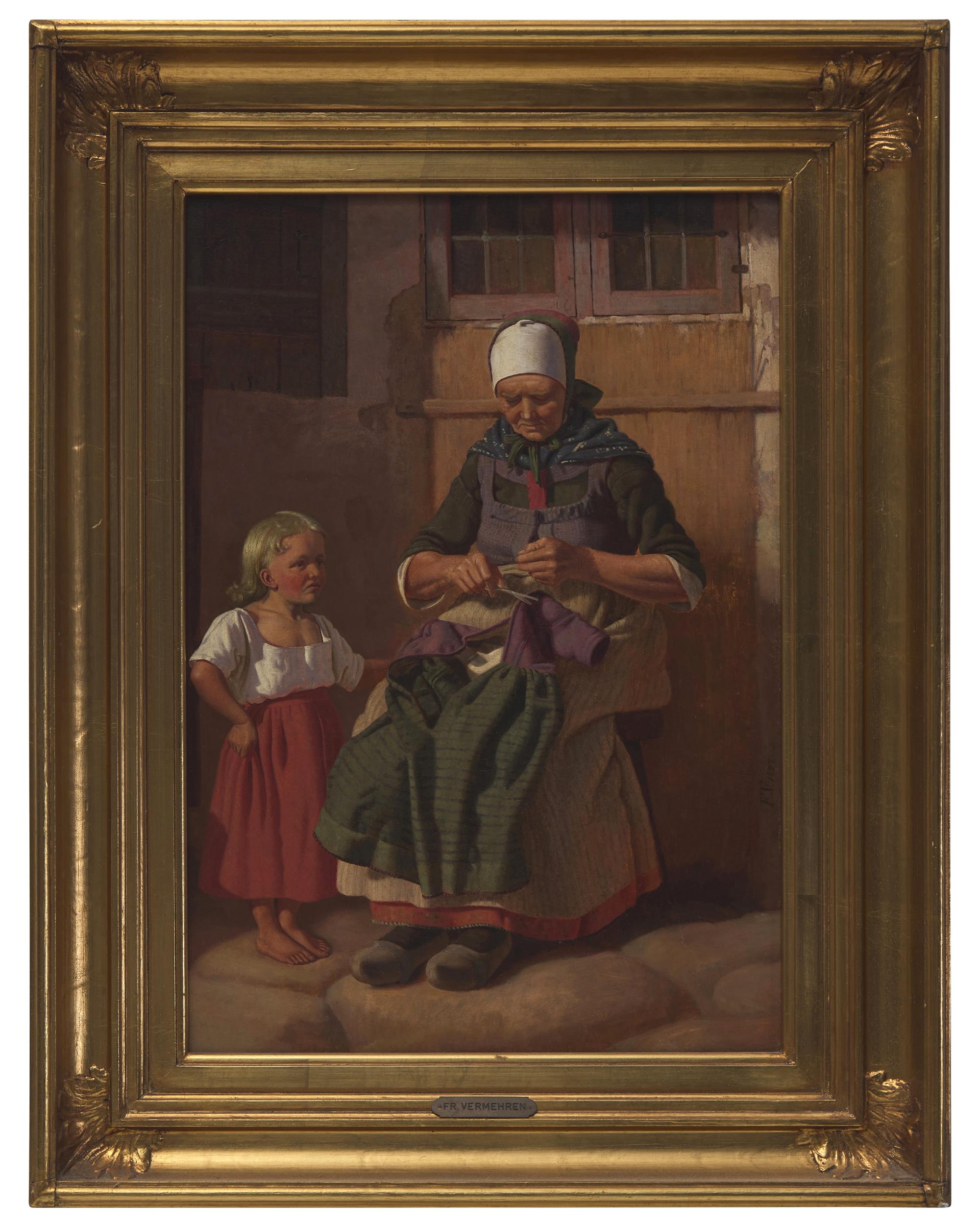 Grandmother Knitting for Granddaughter , 1847