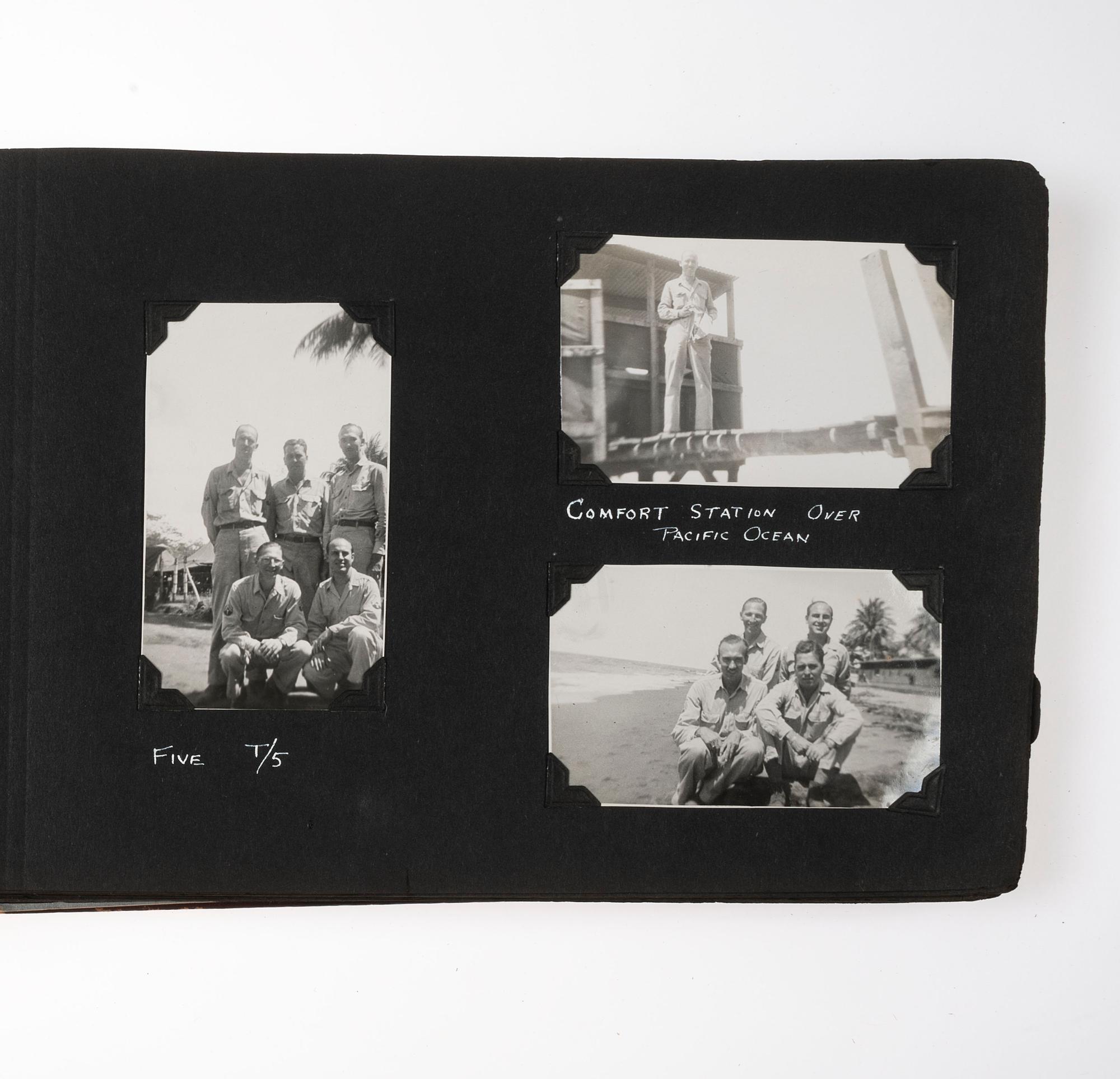 [WORLD WAR II]. Photograph album detailing the experiences of two Indiana military units in the Pacific Theater. Oro Bay, New Guinea, and Tacloban & Leyte, Philippines: n.p., 1944-1945.