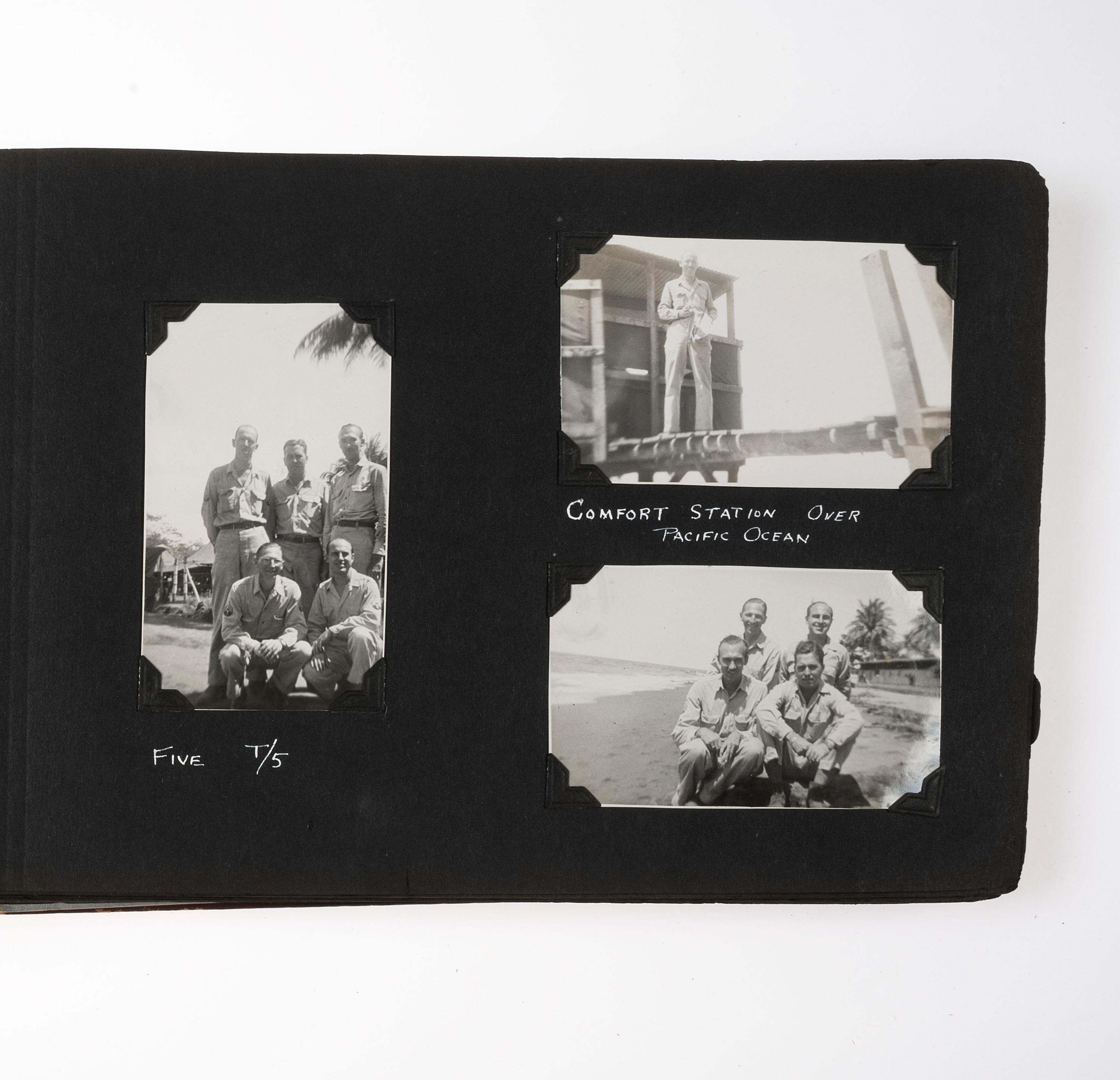 [WORLD WAR II]. Photograph album detailing the experiences of two Indiana military units in the Pacific Theater. Oro Bay, New Guinea, and Tacloban & Leyte, Philippines: n.p., 1944-1945.