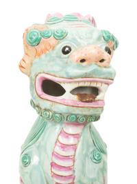 A Pair of Chinese Glazed Ceramic Seated Foo Lions