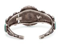 Navajo or Zuni Silver and Turquoise Cluster Cuff Bracelet and Earrings