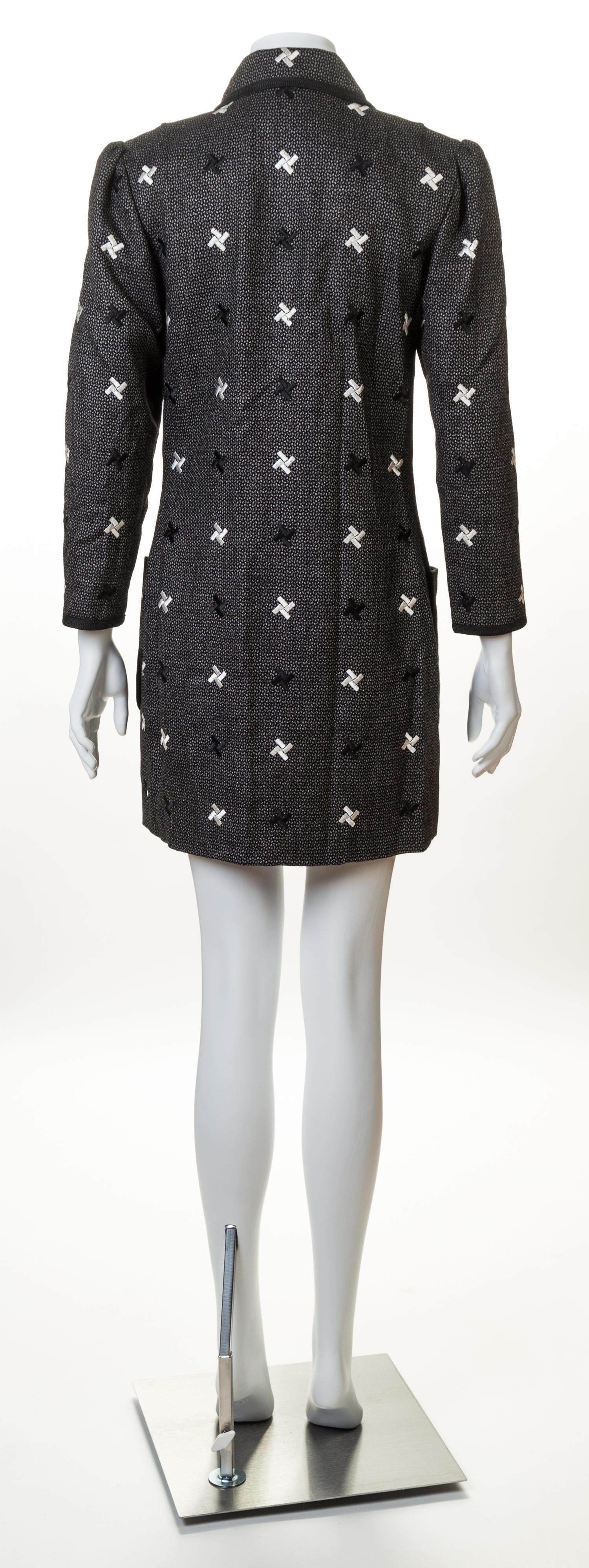 A Michael Novarese Black and White Patterned Coat, No size.