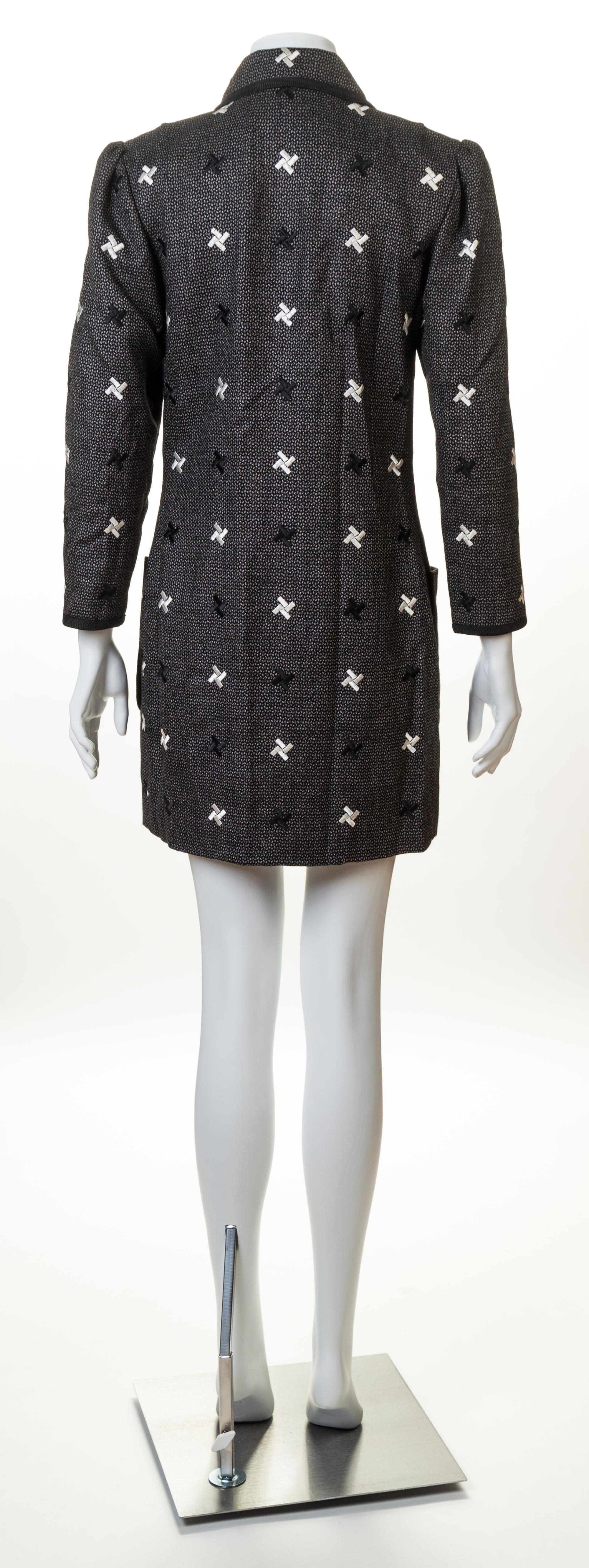 A Michael Novarese Black and White Patterned Coat, No size.
