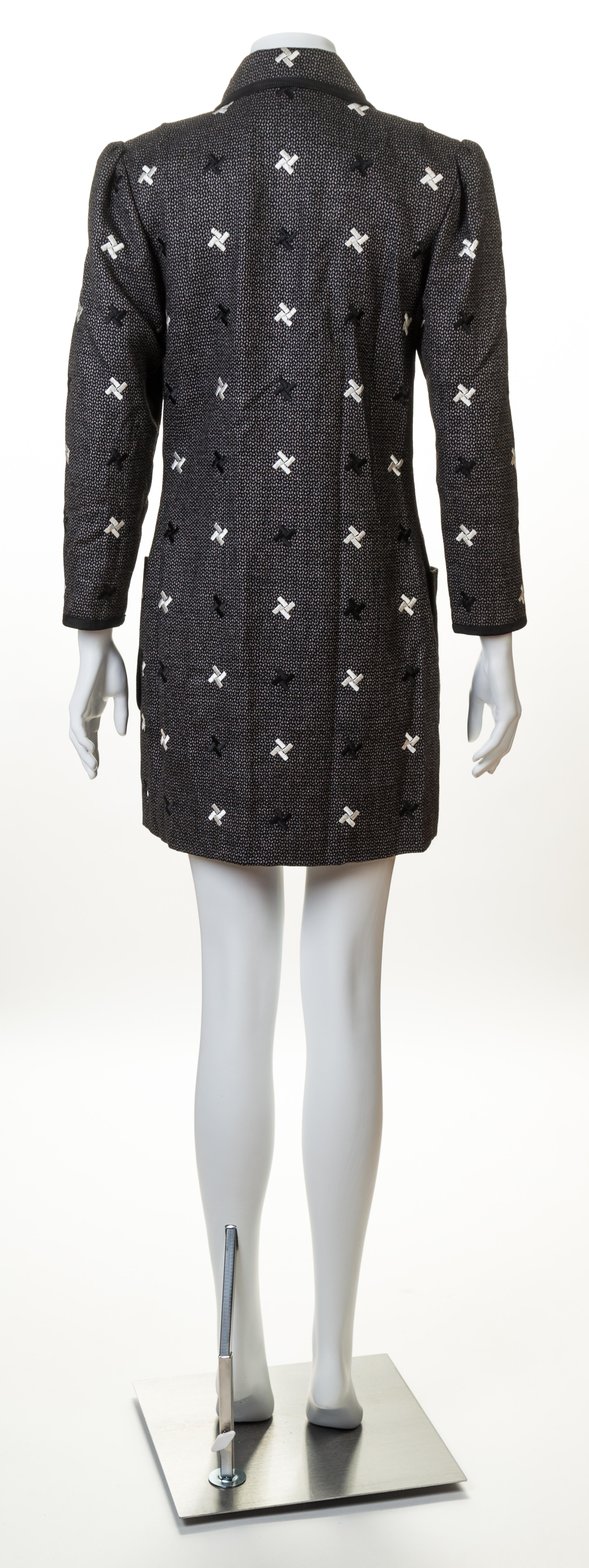 A Michael Novarese Black and White Patterned Coat, No size.