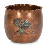 An Aesthetic Movement Hammered Copper and Silver Mounted Bowl — Gorham Mfg., Providence, RI