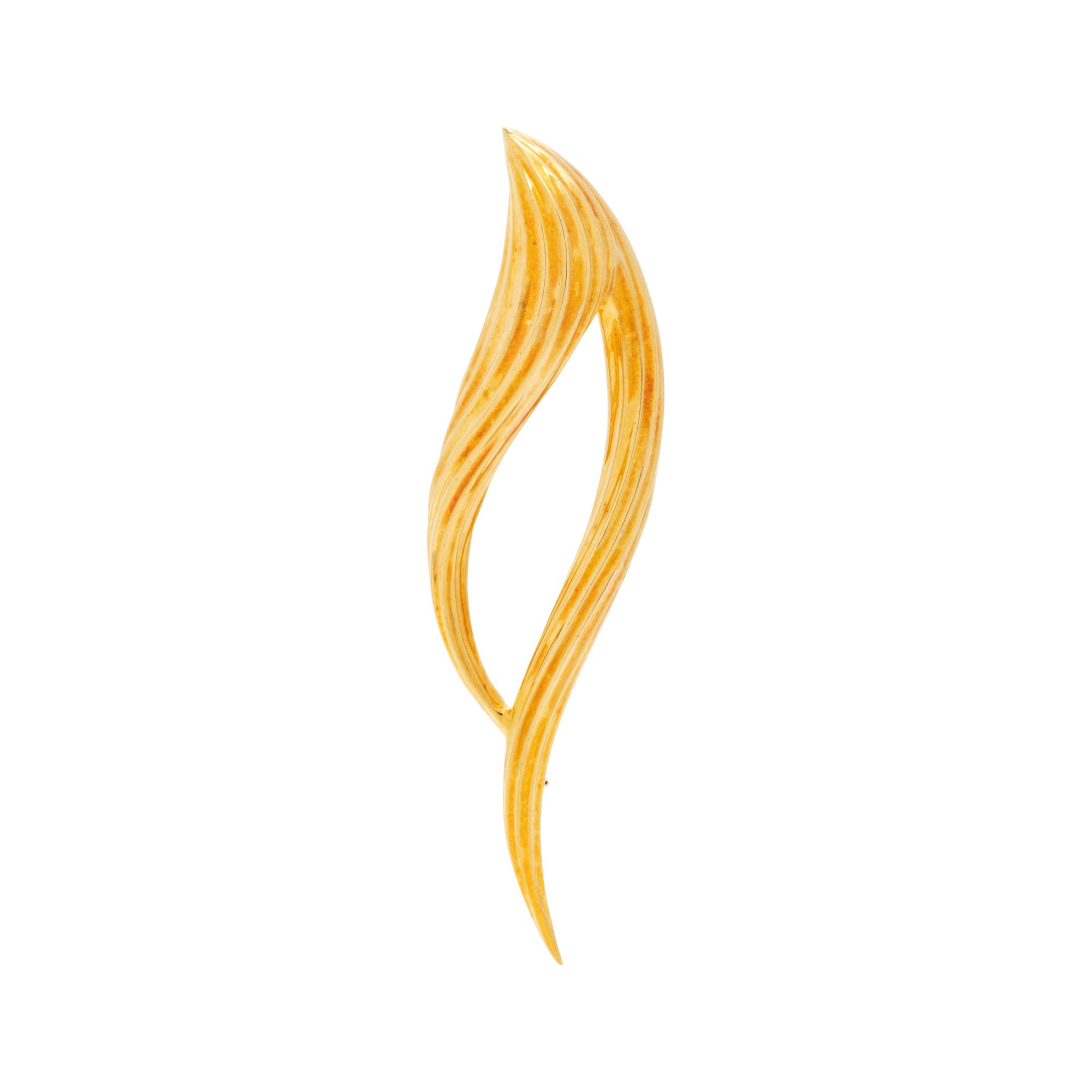 HENRY DUNAY, YELLOW GOLD BROOCH